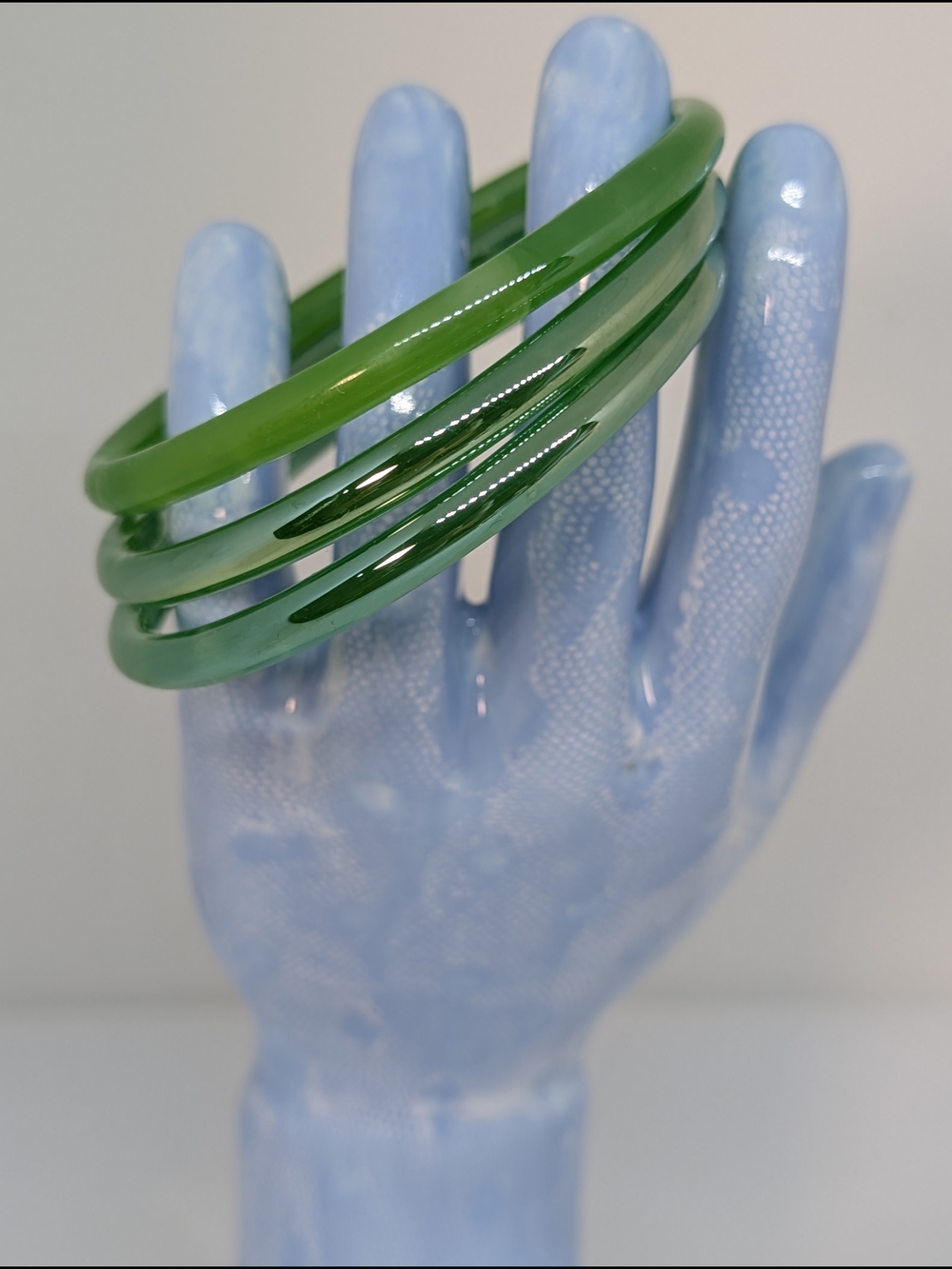Green Glass Iridescent Bangle Bracelets